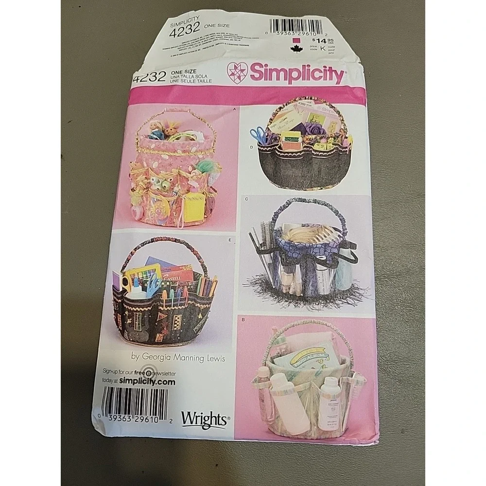 Bucket organizers covers craft pattern 4232 UNCUT‎ Easter Teacher baby basket
